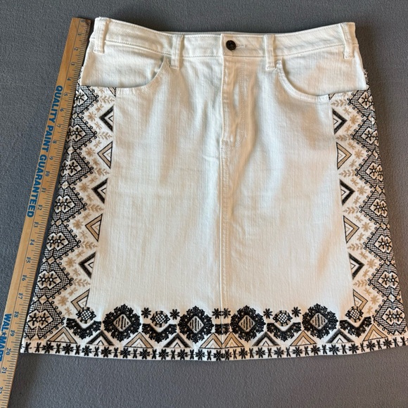 Pilcro and the letterpress Anthropology A-line cream denim skirt size 10 Aztec - Picture 1 of 13